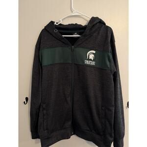 Michigan State Spartans Hoodie XL Colosseum Full Zip Gray Green NCAA